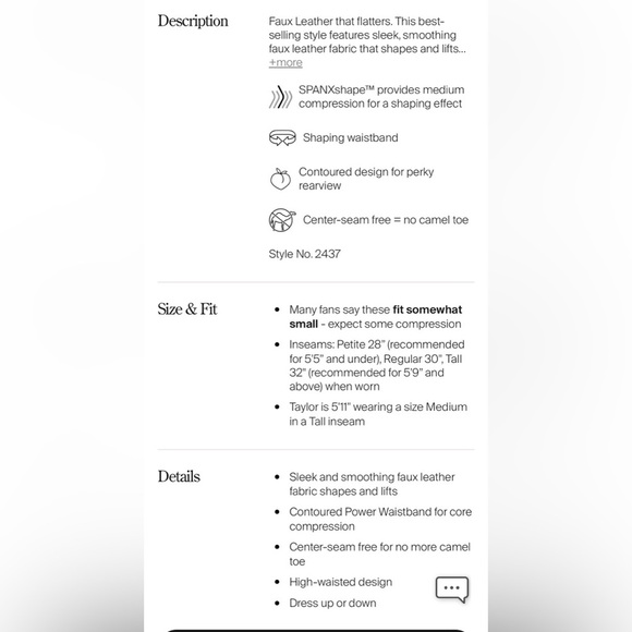 SPANX Black High-Rise Faux Leather Leggings, Size M - Picture 11 of 11